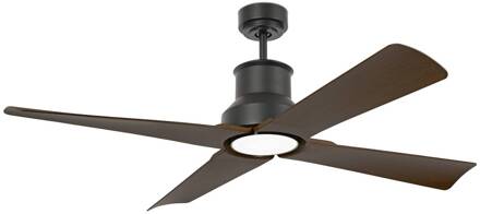 Plafondventilator Winche M LED lamp IP44 zwart bruin, zwart