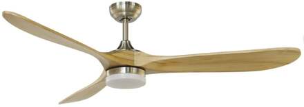 Plafondventilator Yenbig Ø 152 cm licht hout mat chroom Zilverkleurig