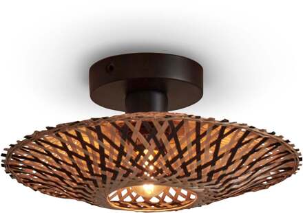 Plafonniere Kalimantan - Bamboe|Zwart - Ø30cm Bruin