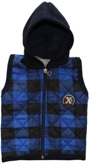 Plaid Blauw Zwart Hooded Baby Boy Vest 9 12 MONTH