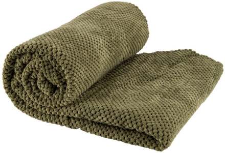 Plaid blokje - groen - 130x160 cm