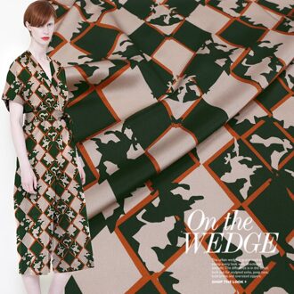 Plaid Digital Print 140Cm 19Momme 93% Zijde 7% Spandex Charmeuse Stof Voor Jurk Elasticiteit Diy Naaien zomer 0.5 meter