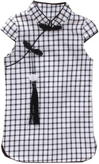 Plaid Jurken Voor 6M-3T Baby Meisjes Korte Mouwen Cheongsam Prinses Jurk Peuter Kid Baby Girl Party elegante Jurken Kleding zwart / 12-18 Months