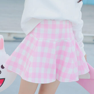 Plaid Kawaii Vrouwen Plooi Rok Preppy Stijl Harajuku Rokken Lolita Saia Mini Leuke School Uniformen Faldas Dames Jupe roze Plaid / L