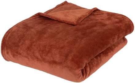 Plaid - terracotta - polyester - 180 x 230 cm Bruin