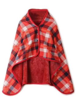 Plaid warm flanel + polar fleece deken kantoor benen knie gooi lui Wrap shawl wearable dikke deken met knop # wqy516 4