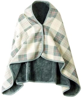Plaid warm flanel + polar fleece deken kantoor benen knie gooi lui Wrap shawl wearable dikke deken met knop # wqy516 7