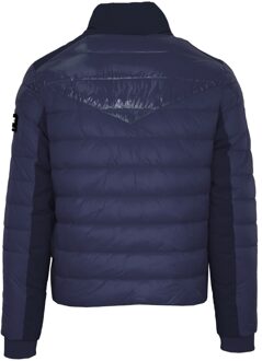 Plain Quilted Navy Blue Jacket Blauw - M
