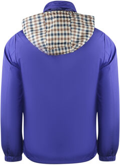 Plain Royal Blue Hide Hood Lightweight  Jacket Blauw