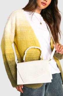 Plait Handle Structured Crossbody Grab Bag, White - ONE SIZE