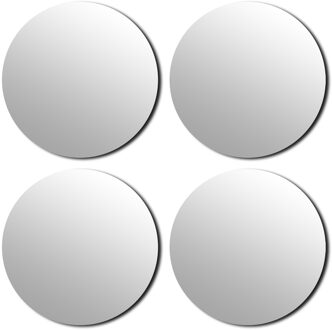 Plak spiegel tegels - 20x stuks - glas - zelfklevend - D30 cm - rond
