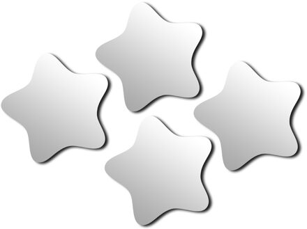 Plak spiegel tegels - 8x stuks - glas - zelfklevend - 20 x 20 cm - sterren