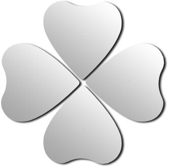 Plak spiegels - 4x - glas - zelfklevend - 20 cm - hartjes