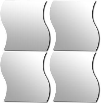 Plak spiegels - 4x - glas - zelfklevend - 28x30 cm - curves