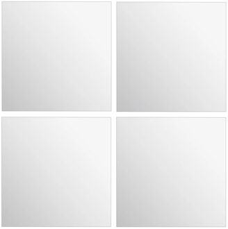 Plak spiegels tegels - 4x stuks - glas - zelfklevend - 30 x 30 cm - vierkantjes - muur/deur/wand - Spiegels Zilverkleurig
