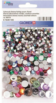 Plak/strass steentjes - 600x - gekleurd - rond - plaksteentjes - decoratie diamantjes