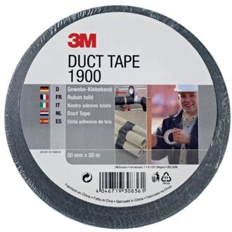 Plakband 3M 1900 Duct Tape 50mmx50m zwart