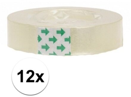 Plakband rol - 12x - voor in plakbandhouder - transparant - 1.2 cm x 33 m - tape