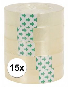 Plakband rol - 15x - voor in plakbandhouder - transparant - 1.2 cm x 33 m - tape