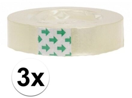 Plakband rol - 3x - voor in plakbandhouder - transparant - 1.2 cm x 33 m - tape
