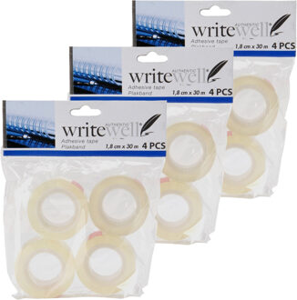 Plakband rolletjes - 12x stuks - voor in plakbandrolhouder - transparant - 1.8 cm