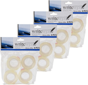 Plakband rolletjes - 16x stuks - voor in plakbandrolhouder - transparant - 1.8 cm