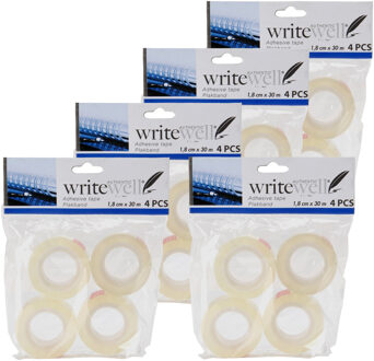 Plakband rolletjes - 20x stuks - voor in plakbandrolhouder - transparant - 1.8 cm