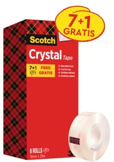 Plakband Scotch Crystal 600 19mmx33m transparant 7+1 gratis