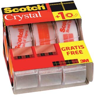 Plakband Scotch Crystal 600 19mmx7.5m transparant 2+1 gratis + afroller