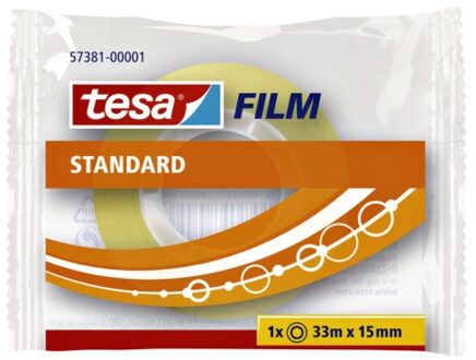 Plakband Tesa film standaard 15mmx33m Transparant