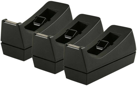 Plakbandhouder - 2x - verzwaard - zwart - kunststof - 7 x 17 cm - met afscheur kartels strip