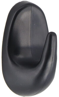 Plakhaakje - 4 x 3 x 7 cm - Zelfklevende ophang haakjes - 1x stuks - kunststof - zwart - keuken/badk