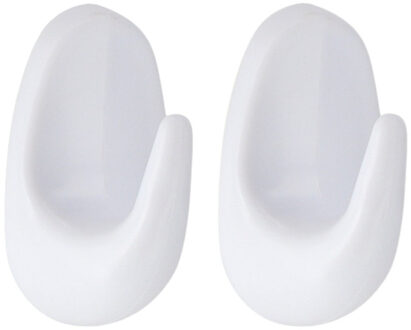 Plakhaakje - 4 x 3 x 7 cm - Zelfklevende ophang haakjes - 2x stuks - kunststof - wit - keuken/bad