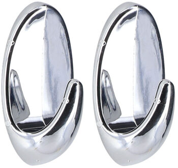 Plakhaakje - 4 x 4 x 7 cm - Zelfklevende ophang haakjes - 2x stuks - kunststof - zilver - keuken