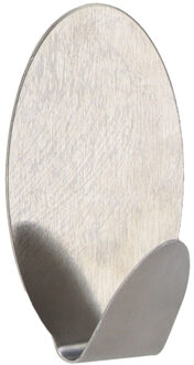 Plakhaakje ovaal - 4 x 3,5 x 7 cm - Zelfklevende ophang haakjes - 1x stuks - RVS - zilver