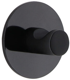 Plakhaakje rond - 1x stuks - Diameter 4 cm - Zelfklevende ophang haakjes - zink - zwart
