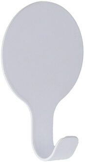 Plakhaakje rond - 1x stuks - wit - 6 x 2,5 x 10 cm - Zelfklevende ophang haakjes - RVS