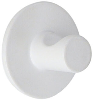 Plakhaakje rond - 1x stuks - wit - Diameter 4 cm - Zelfklevende ophang haakjes - zink