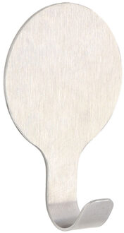 Plakhaakje rond - 1x stuks - zilver - 6 x 2,5 x 10 cm - Zelfklevende ophang haakjes - RVS