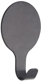 Plakhaakje rond - 1x stuks - zwart - 6 x 2,5 x 10 cm - Zelfklevende ophang haakjes - RVS
