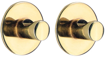 Plakhaakje rond - 2x stuks - goud - Diameter 4 cm - Zelfklevende ophang haakjes - zink