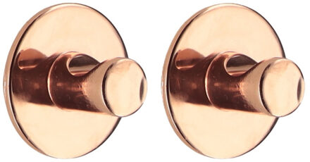 Plakhaakje rond - 2x stuks - koper - Diameter 4 cm - Zelfklevende ophang haakjes - zink