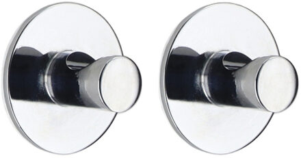 Plakhaakje rond - 2x stuks - zilver - Diameter 4 cm - Zelfklevende ophang haakjes - zink