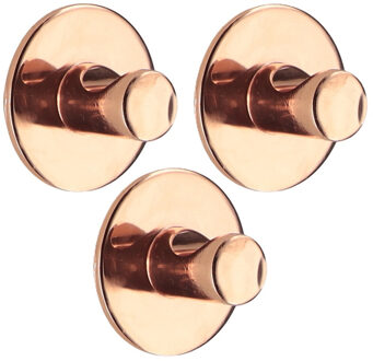 Plakhaakje rond - 3x stuks - koper - Diameter 4 cm - Zelfklevende ophang haakjes - zink