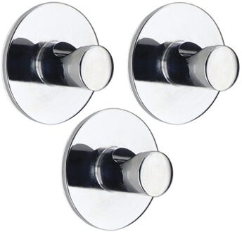 Plakhaakje rond - 3x stuks - zilver - Diameter 4 cm - Zelfklevende ophang haakjes - zink