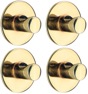 Plakhaakje rond - 4x stuks - goud - Diameter 4 cm - Zelfklevende ophang haakjes - zink
