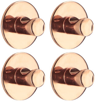 Plakhaakje rond - 4x stuks - koper - Diameter 4 cm - Zelfklevende ophang haakjes - zink