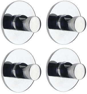 Plakhaakje rond - 4x stuks - zilver - Diameter 4 cm - Zelfklevende ophang haakjes - zink