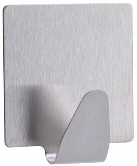 Plakhaakje vierkant - 5 x 2,5 x 5,5 cm - Zelfklevende ophang haakjes - 1x stuks - RVS - zilver