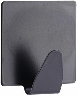 Plakhaakje vierkant - 5 x 2,5 x 5,5 cm - Zelfklevende ophang haakjes - 1x stuks - RVS - zwart - keuk